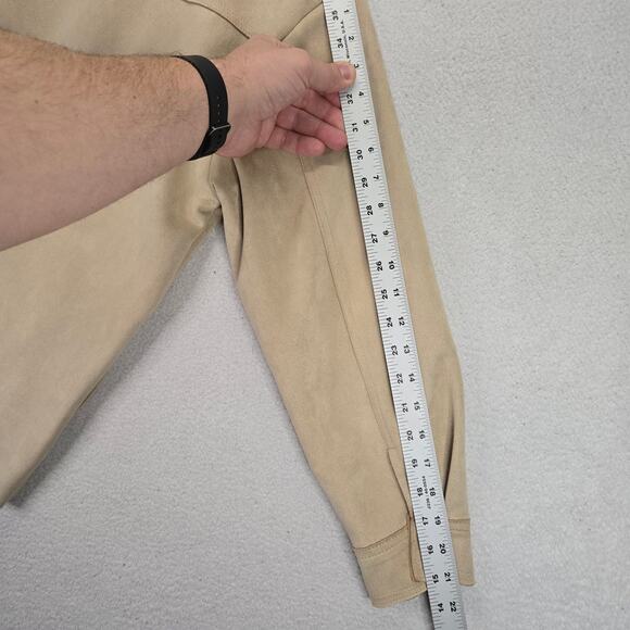 Zara Oversized Jacket Womens M Faux Suede Snap Front Tan/Beige Shacket - Picture 9 of 12